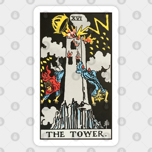 The Tower tarot card Sticker by Nate's World of Tees